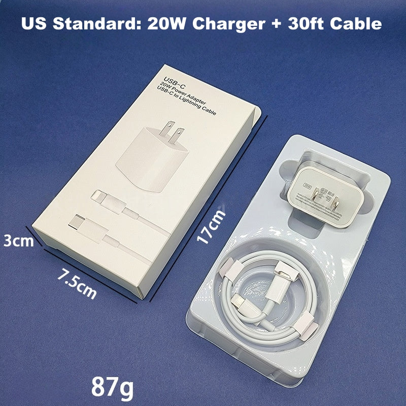 Fast Charger and Cable for Apple Phones, 3C Certificed