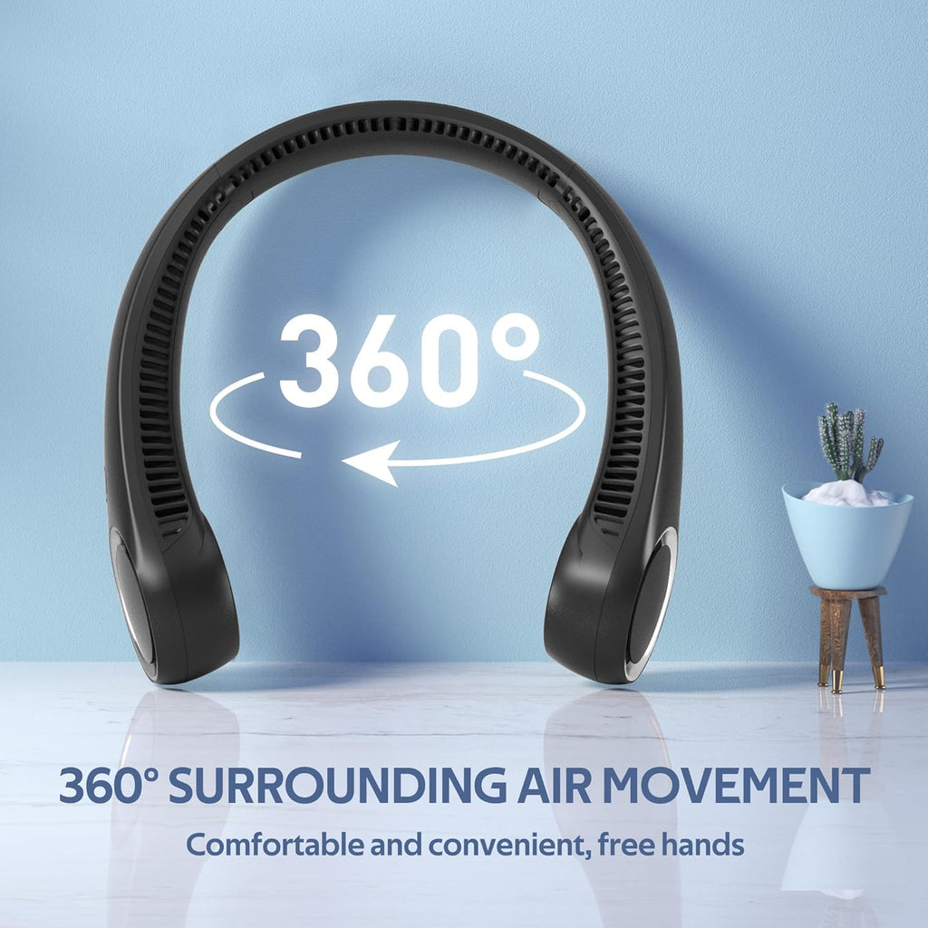 Portable Neck Fan, Hands Free Bladeless, 360° Cooling Personal Fan,Wearable Quiet Fan for Outdoor Indoor, Birthday Gifts for Men Women Mom Dad