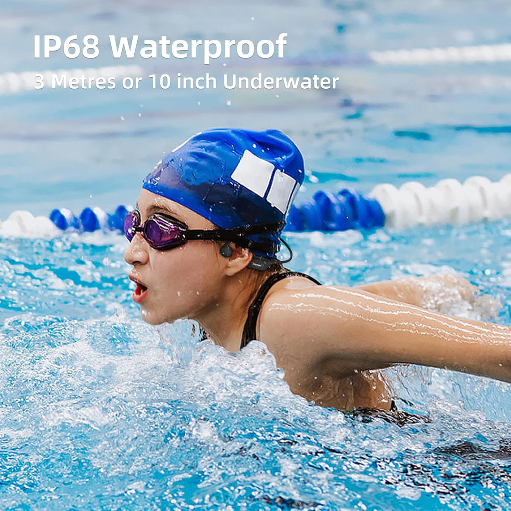 Swimming Headphones, Bone Conduction Open-Ear Headphones for Swimming, 32GB MP3 Player & Bluetooth 5.4, Underwater Swimming Headphones