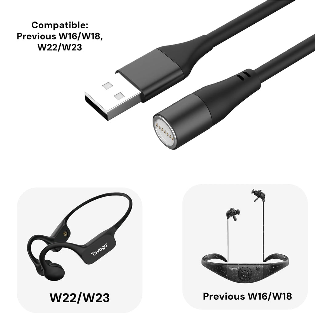 Magnetic USB Charging Cable for Tayogo Swimming Headphones, Compatible for different model