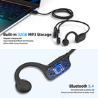 Bone Conduction Waterproof Swimming Headphones, IPX8 Open-Ear Bluetooth Earphones for Sports, Running, Swimming
