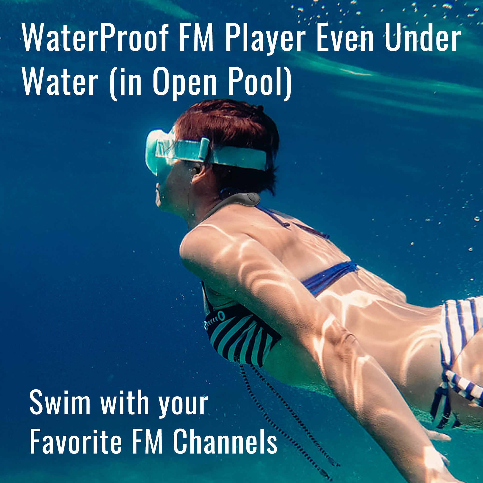 Swimming Headphones - Waterproof Headphones for Swimming, 4-in-1 MP3 Player 32GB, Bluetooth 5.4, FM Radio,