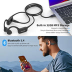 Swimming Headphones, Bone Conduction Open-Ear Headphones for Swimming, 32GB MP3 Player & Bluetooth 5.4, Underwater Swimming Headphones