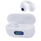 Wireless Open Ear Clip Headphones with Mic, Bluetooth V5.3, 80 Hours Playtime with Charging Case for Running, Workout-White