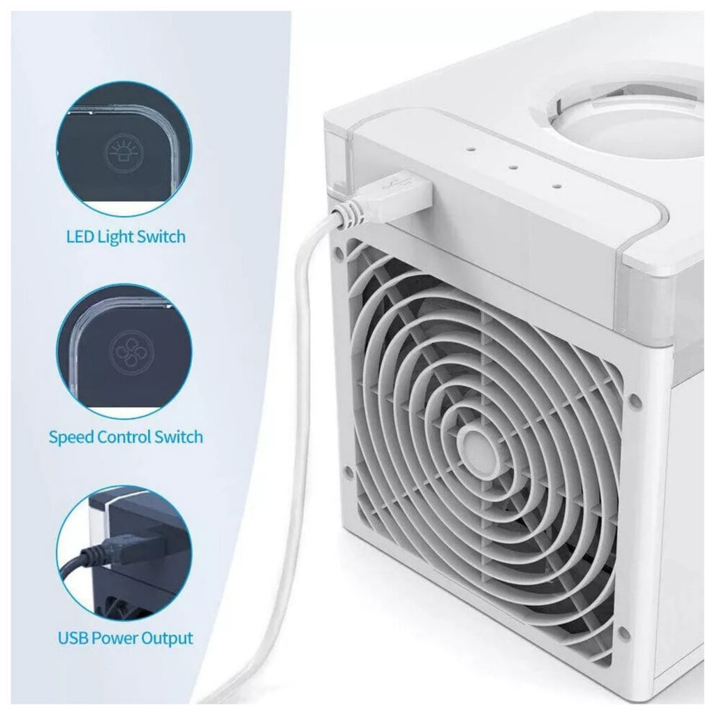 Mini Air Cooler Fan Portable Conditioner Humidifier Purifier USB Room Cooling