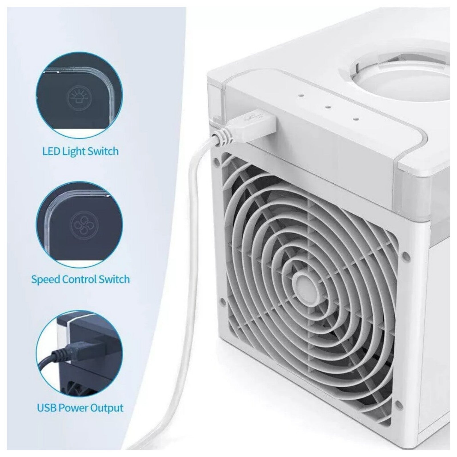Mini Air Cooler Fan Portable Conditioner Humidifier Purifier USB Room Cooling