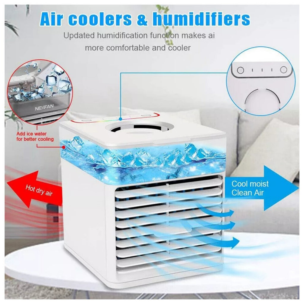 Mini Air Cooler Fan Portable Conditioner Humidifier Purifier USB Room Cooling