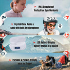 Wireless Open Ear Clip Headphones with Mic, Bluetooth V5.3, 80 Hours Playtime with Charging Case for Running, Workout-White